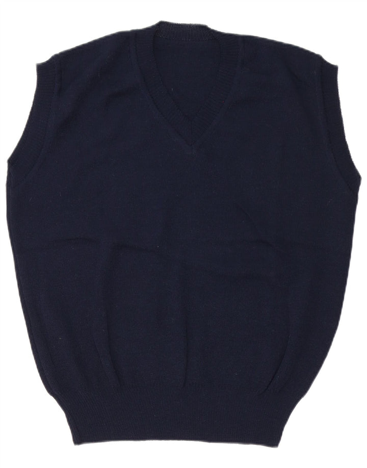 Vintage Mens Vest Tank Top EU 50 Medium Navy Blue Polyacrylic