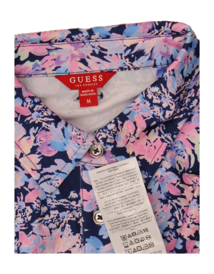 GUESS Womens Shirt Blouse UK 12 Medium Pink Floral Polyester Vintage Guess and Second-Hand Guess from Messina Hembry 