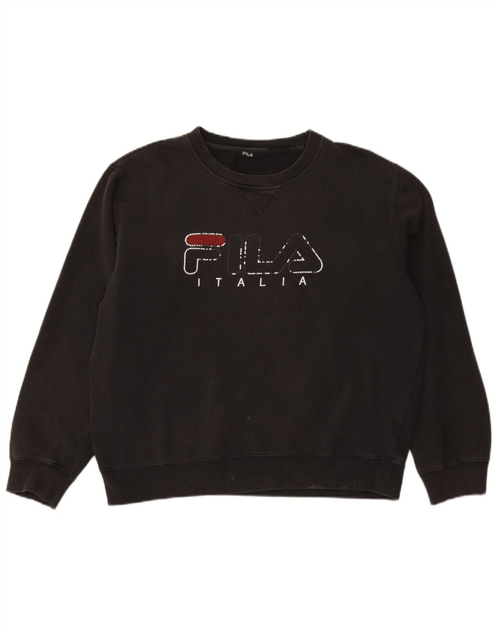 FILA Mens Graphic Sweatshirt Jumper Large Black Cotton