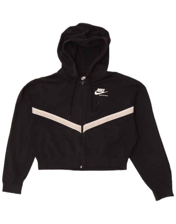 Nike Womens Crop Oversize Zip Sweat à capuche UK 10 Petit Noir Colorblock
