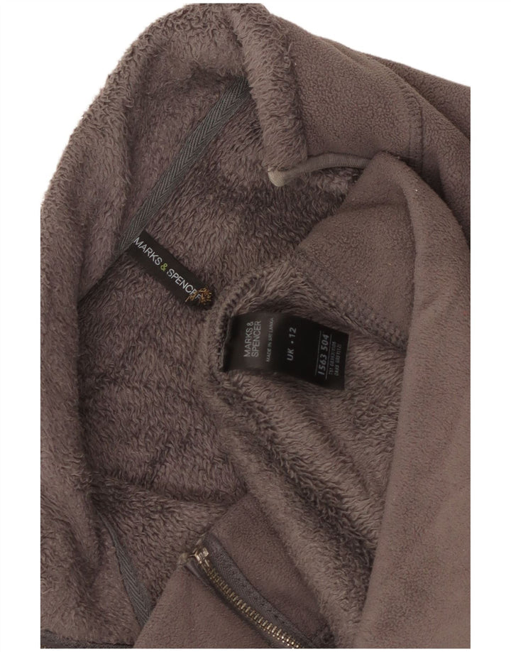 Marks & Spencer Womens Fleece Jacket UK 12 Medium Grey Polyester