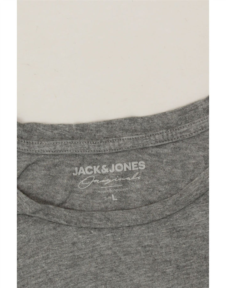 JACK & JONES Mens T-Shirt Top Large Grey Cotton Vintage Jack & Jones and Second-Hand Jack & Jones from Messina Hembry 