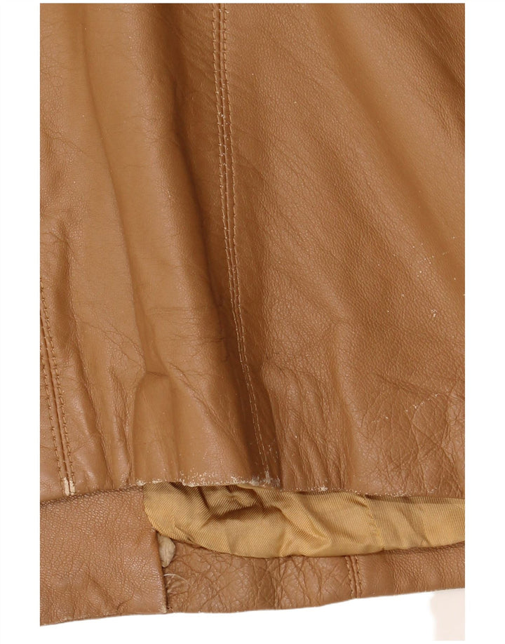 Vintage Womens Leather Jacket IT 48 XL Beige Leather