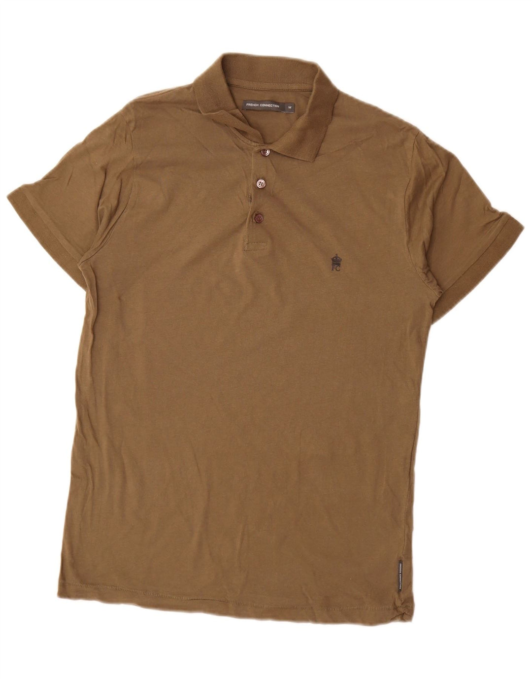 French Connection Mens Polo Shirt Medium Khaki Cotton