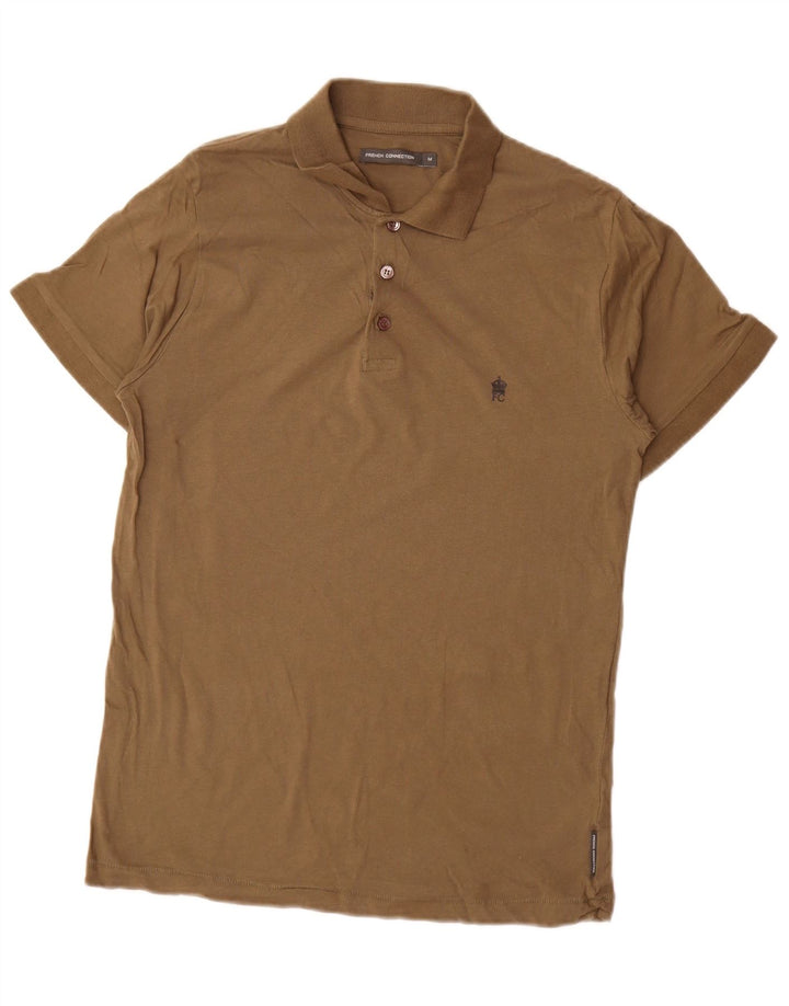 French Connection Mens Polo Shirt Medium Khaki Cotton