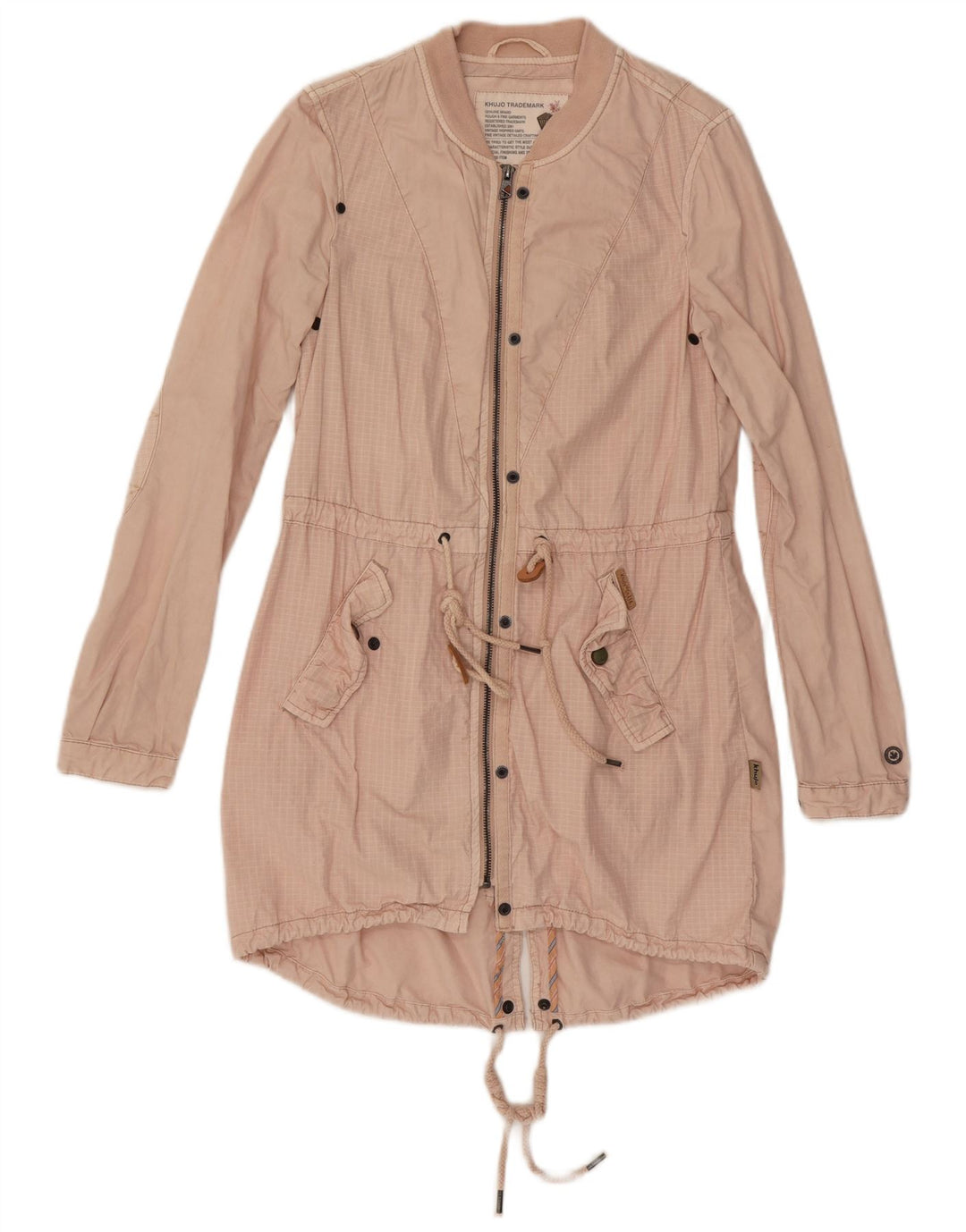 KHUJO Womens Parka Jacket UK 10 Small Pink Check Cotton