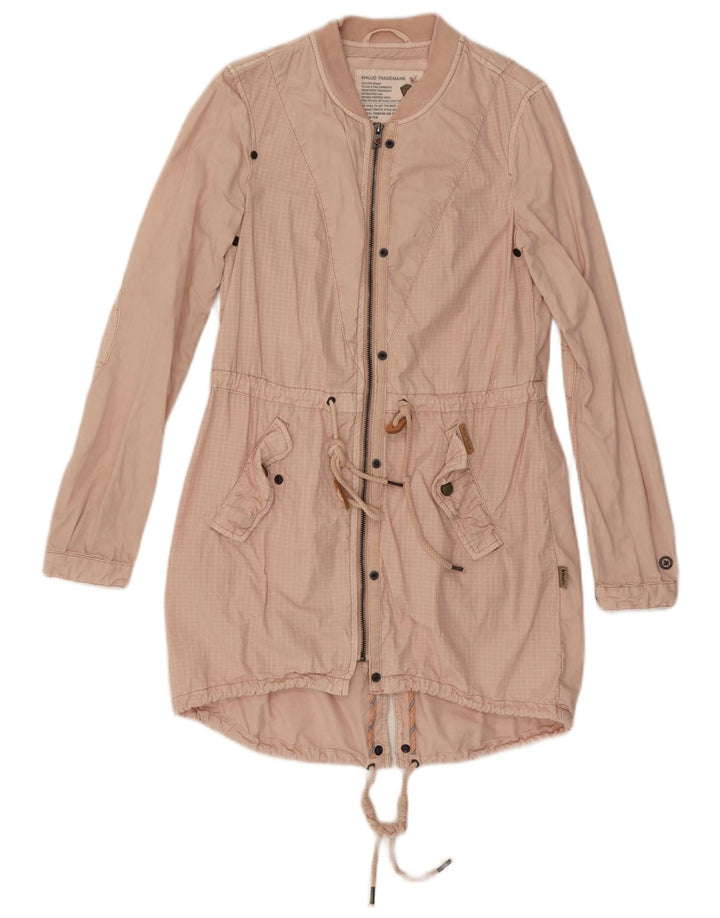 KHUJO Womens Parka Jacket UK 10 Small Pink Check Cotton