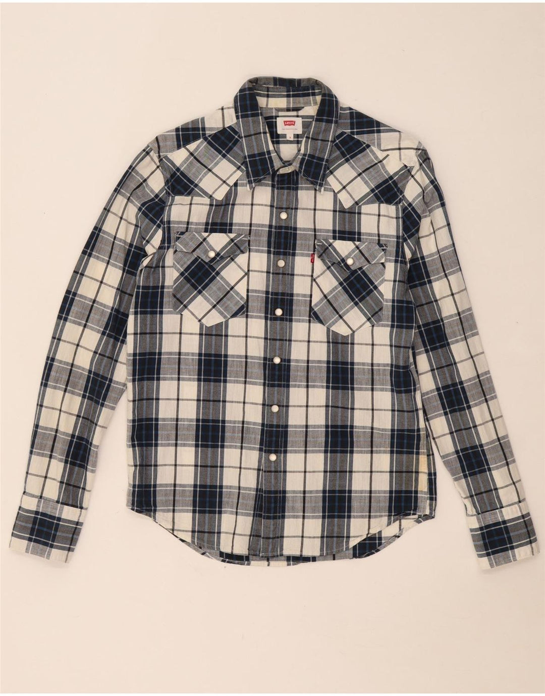LEVI'S Camicia da uomo piccola in cotone a quadri blu navy
