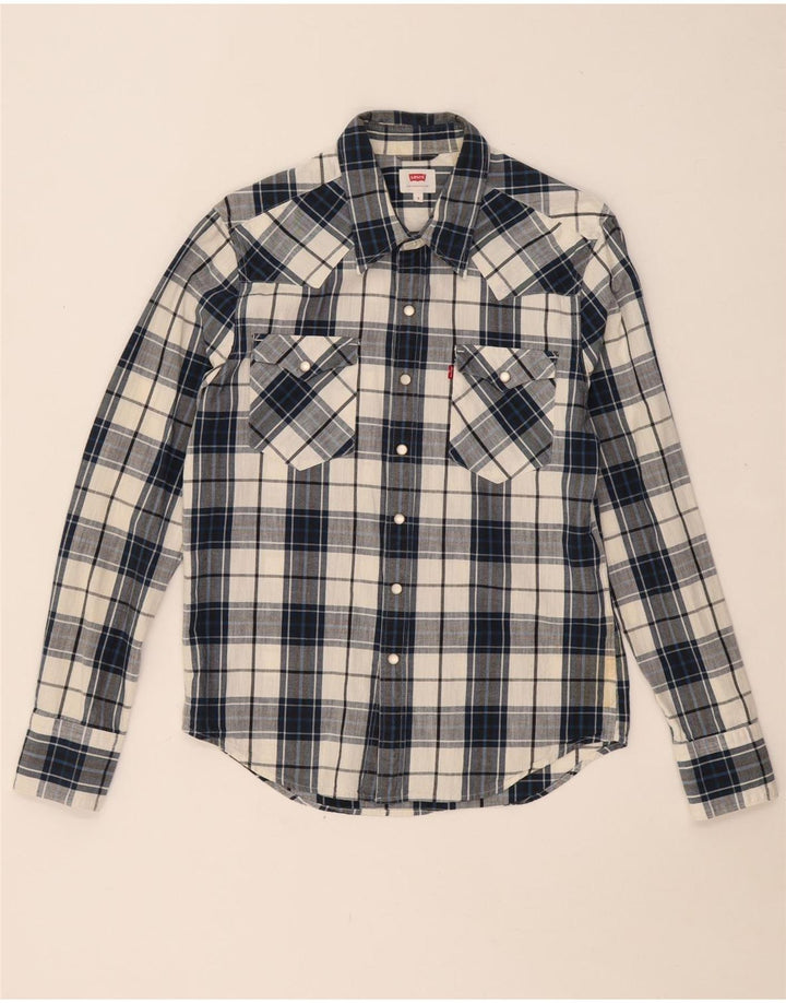 LEVI'S Camicia da uomo piccola in cotone a quadri blu navy