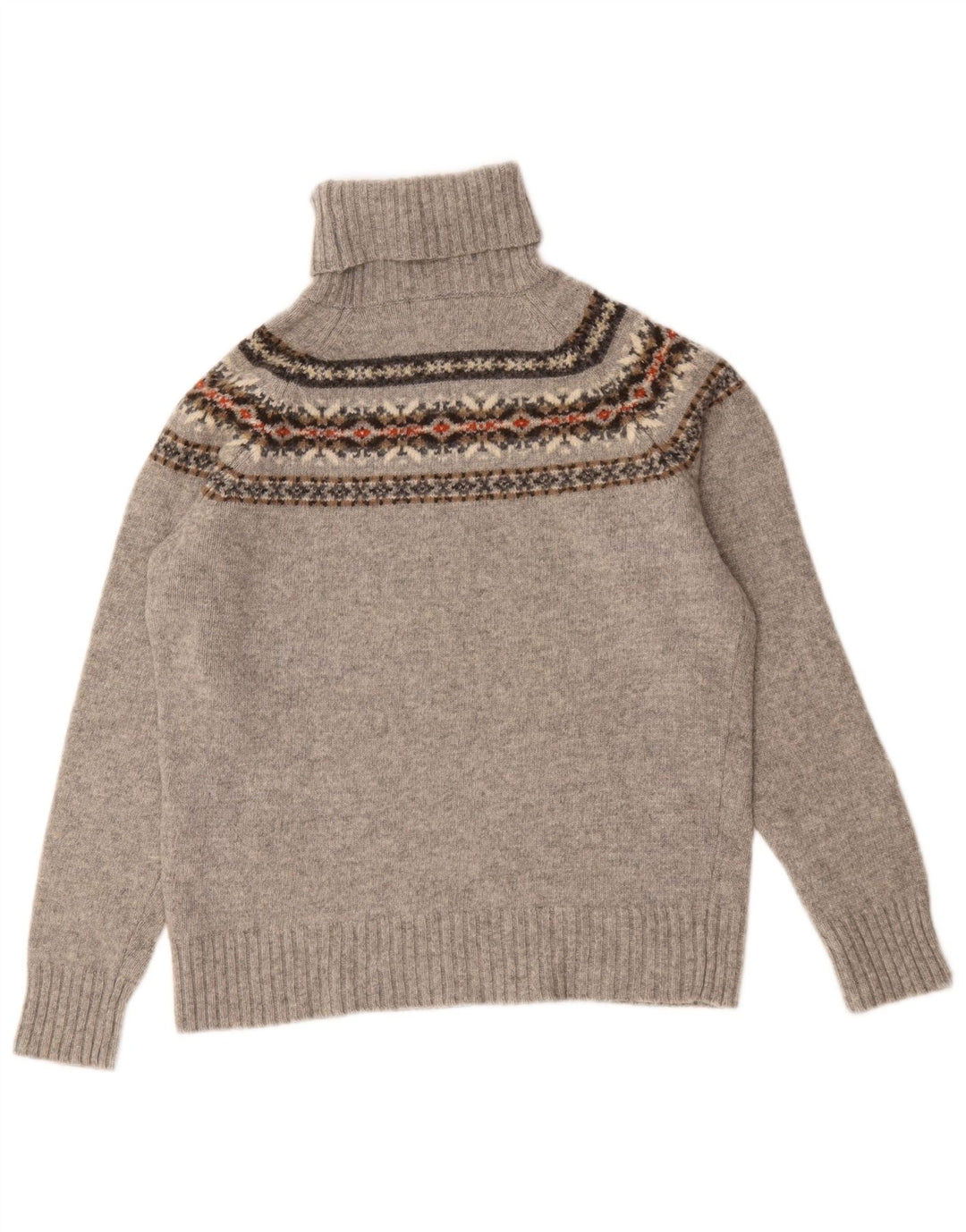Zara Womens Roll Neck Jumper Sweater UK 14 Medium Grey Fair Isle