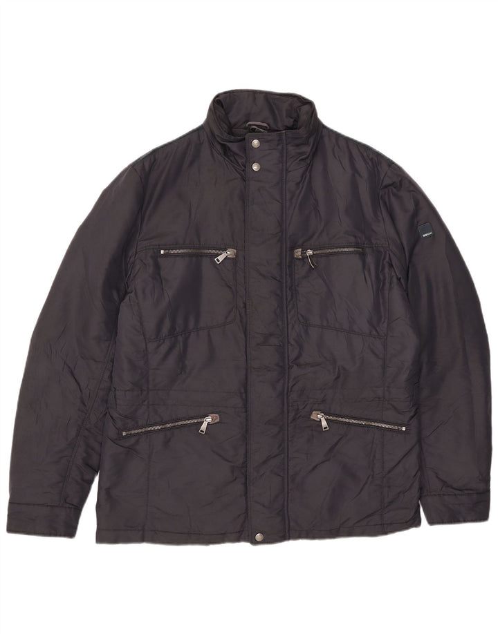 Geox Mens Hooded Utility Jacket UK 40 Large Navy Blue Polyamide