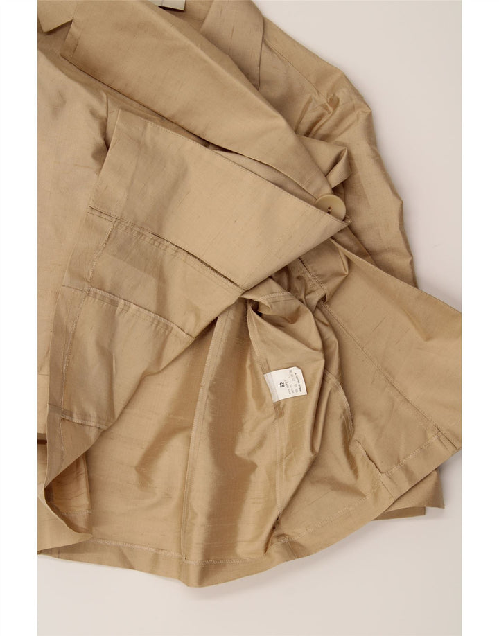 TOUJOURS Womens 1 Button 3/4 Sleeve Blazer Jacket IT 52 2XL Beige Silk Vintage Toujours and Second-Hand Toujours from Messina Hembry 