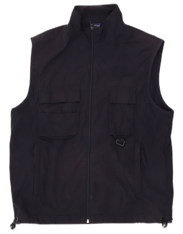Asics Herre Graphic Utility Gilet UK 38 Medium Navy Blue Polyester