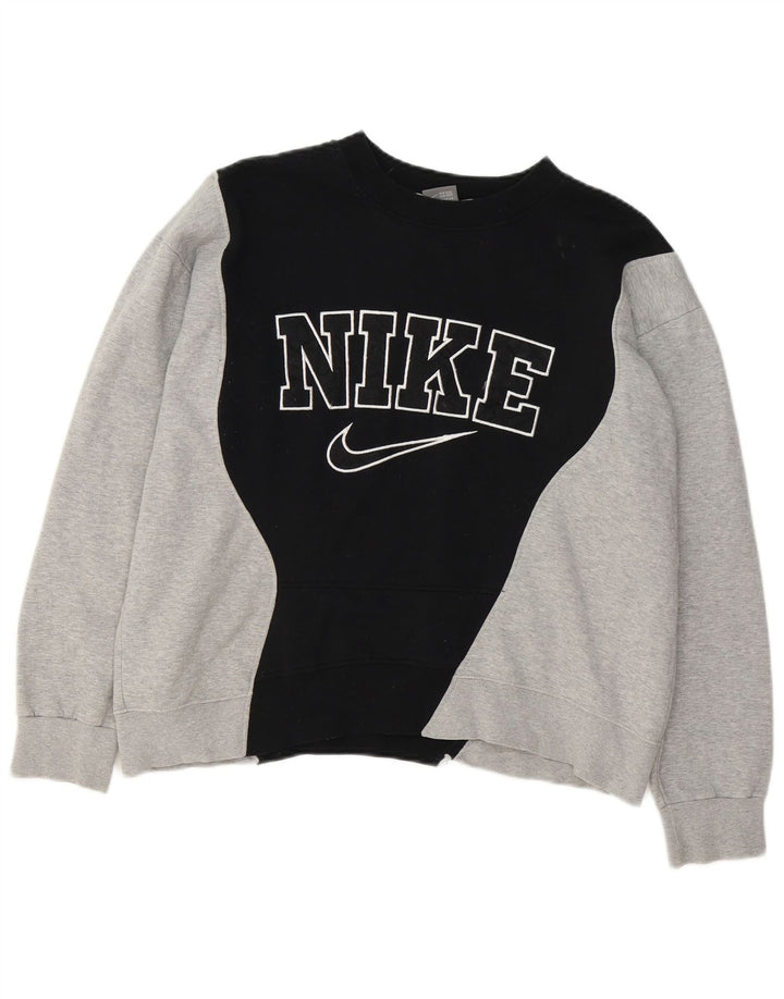 Nike Womens Graphic Sweatshirt Jumper UK 14 Medium Black Colourblock