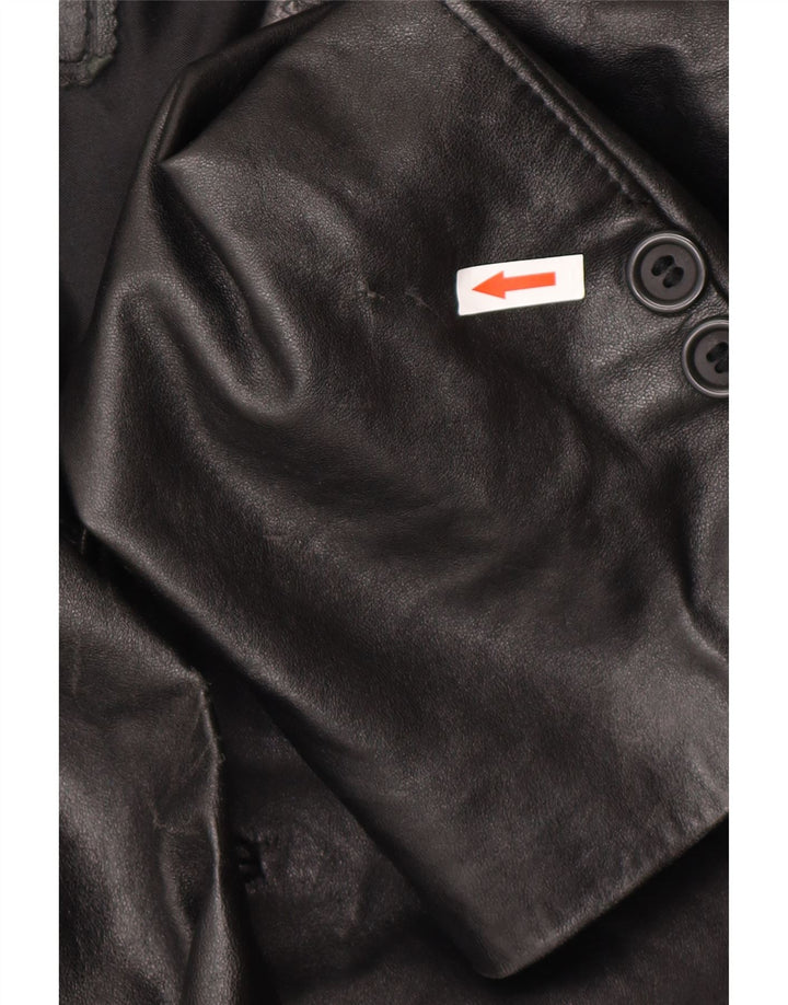 Wake Womens Leather Coat UK 22 3XL Black Leather