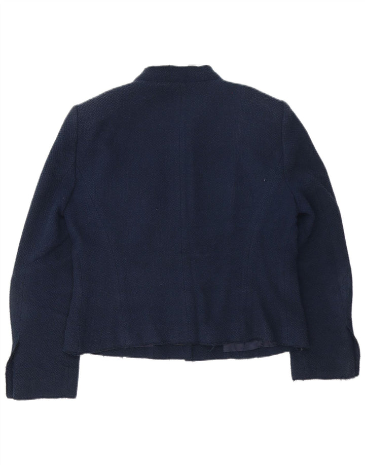 Zara Womens 4 Button Blazer Jacket UK 18 XL Navy Blue Acetate