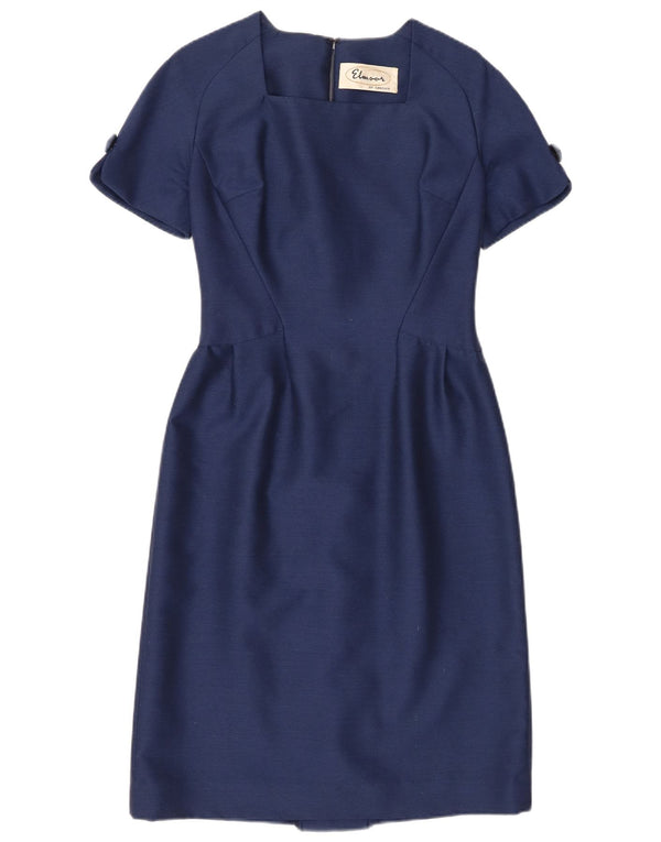 Vintage Womens Sheath Dress UK 10 Small Navy Blue