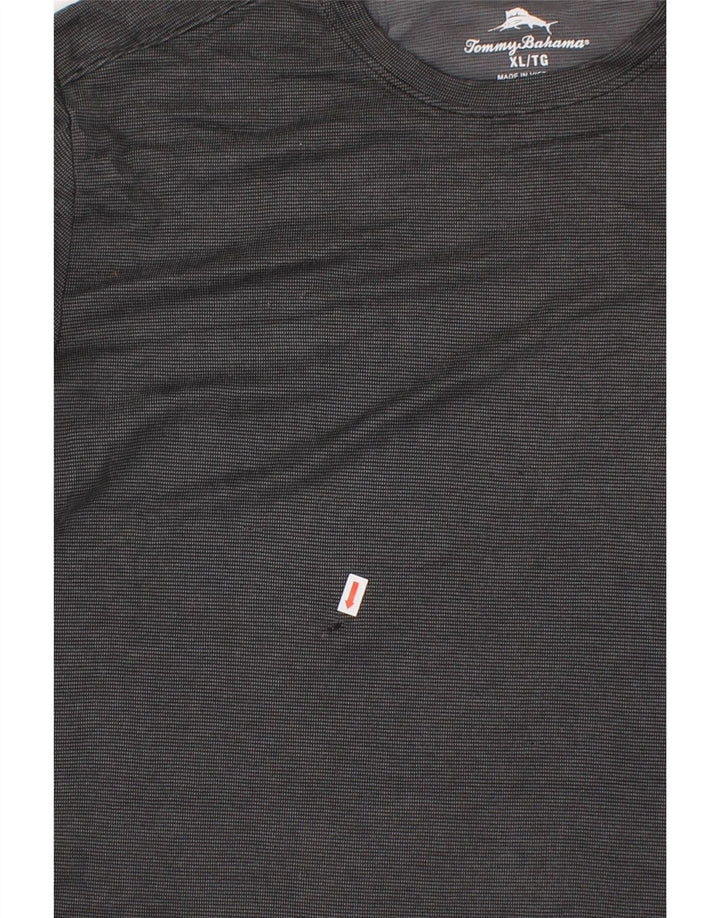 TOMMY BAHAMA Mens T-Shirt Top XL Grey Check Polyester Vintage Tommy Bahama and Second-Hand Tommy Bahama from Messina Hembry 