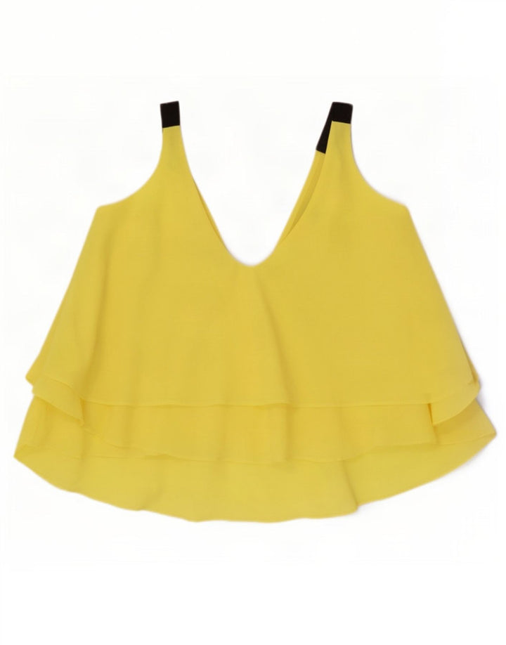 Zara Womens Oversized Cami Top UK 10 Pequeno Poliéster Amarelo