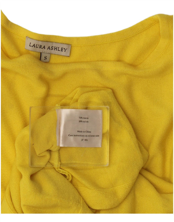 Laura Ashley Womens Ruffle Front Blouse Top UK 10 Small Yellow Rayon