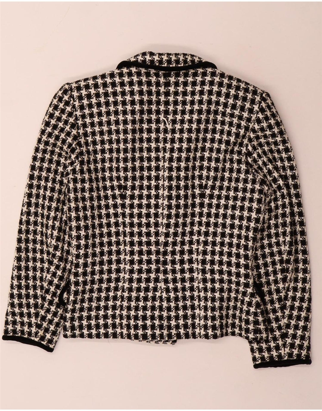 Vintage Womens Double Breasted Blazer Jacket UK 14 Medium Black Houndstooth