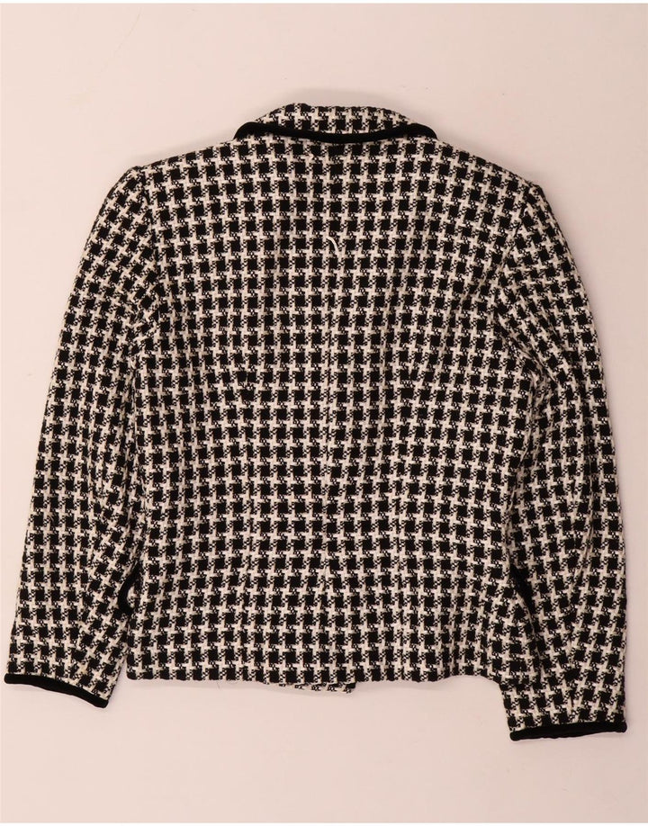 Vintage Womens Double Breasted Blazer Jacket UK 14 Medium Black Houndstooth