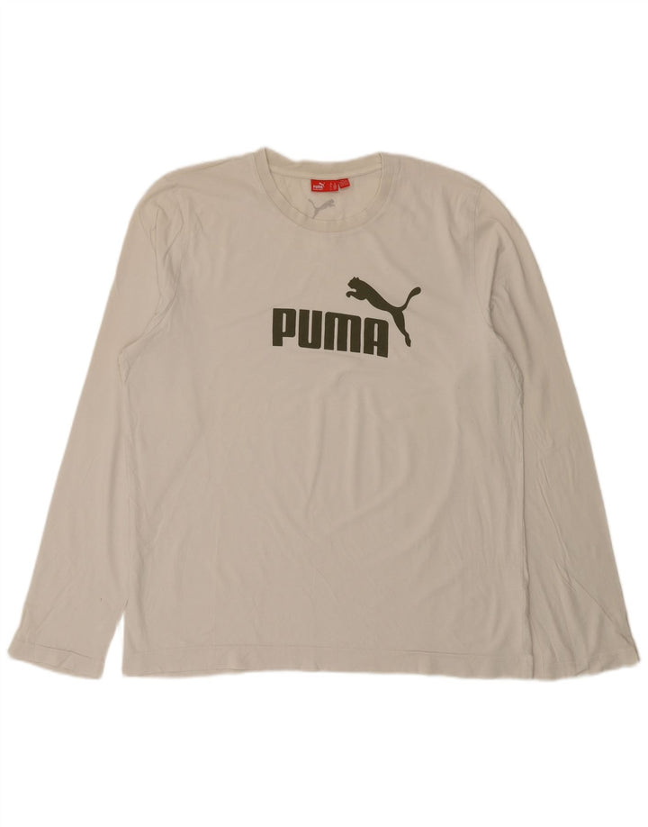 Мужской топ с рисунком Puma с длинным рукавом XL, белый