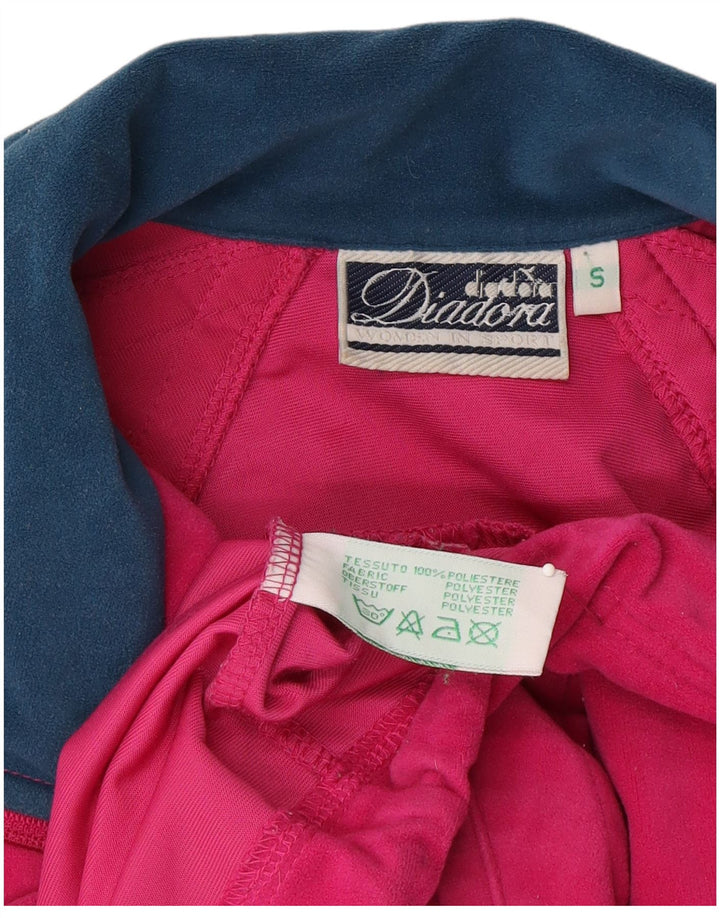 DIADORA Mens Loose Fit Tracksuit Top Jacket Small Pink Check Polyester