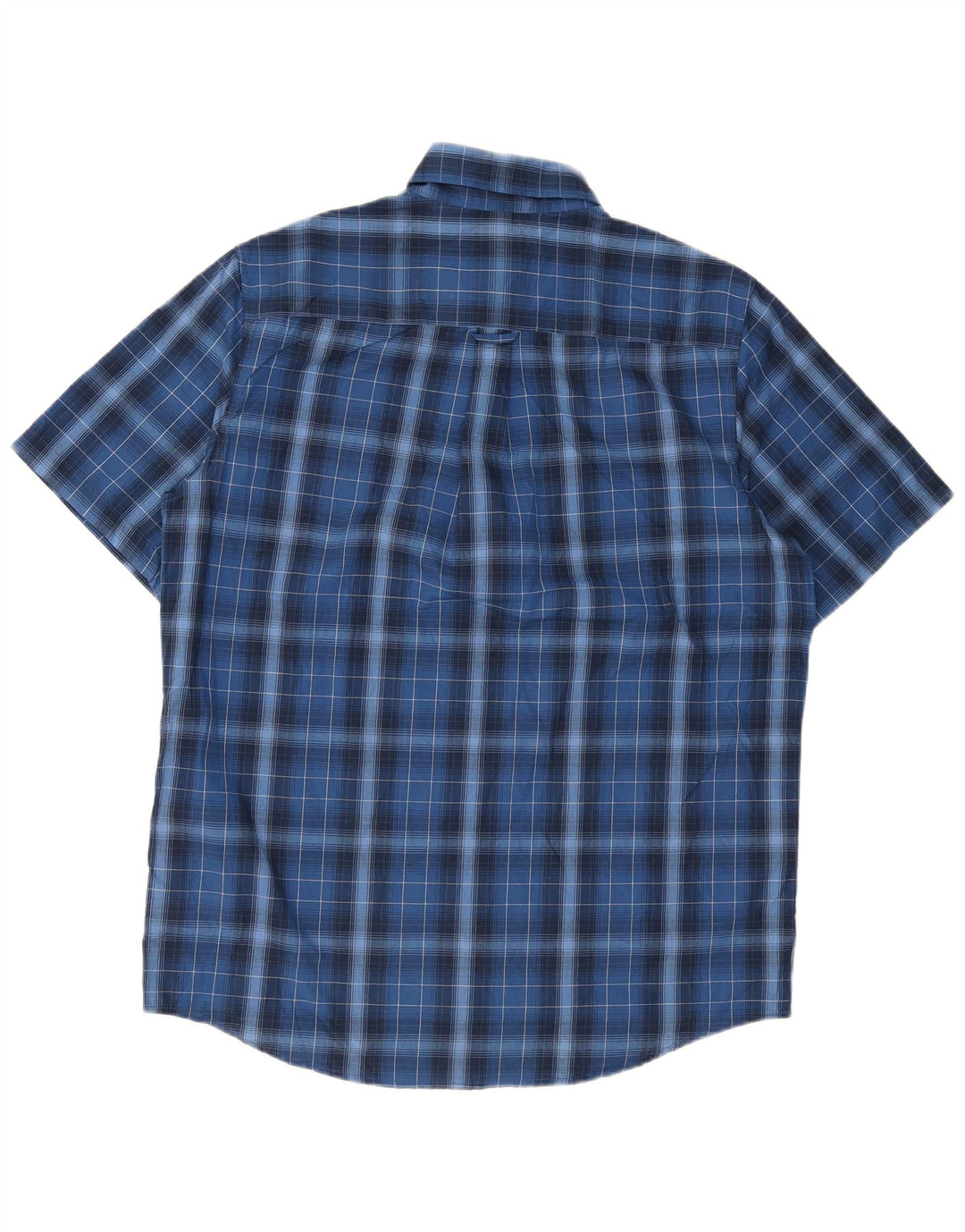 Chaps Mens Short Sleeve Shirt Large Navy Blue Check Cotton