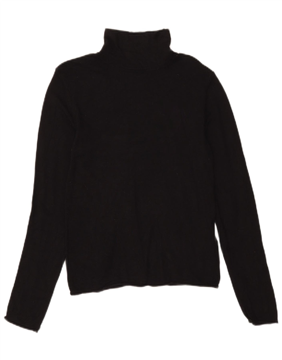 Zara Womens Roll Neck Top Long Sleeve UK 12 Medium Black Viscose