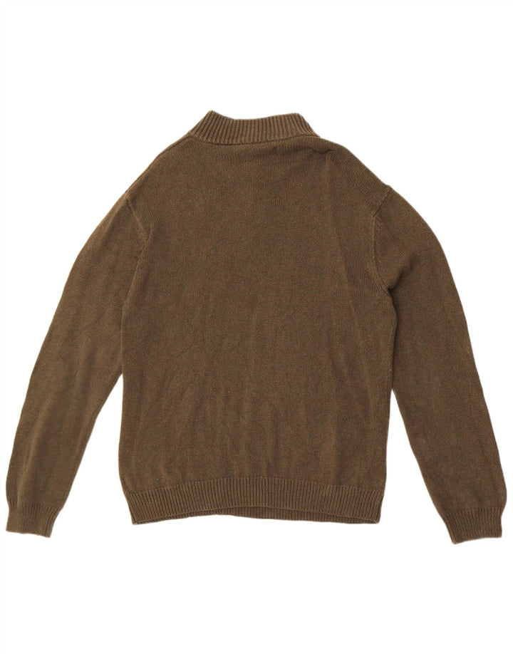 Maglione da uomo Chaps con zip e collo in cotone kaki medio