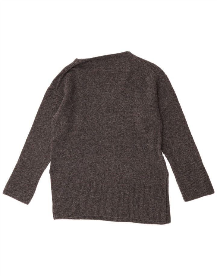 Massimo Dutti Womens V-Neck Jumper Sweater UK 10 Small Grey Wool