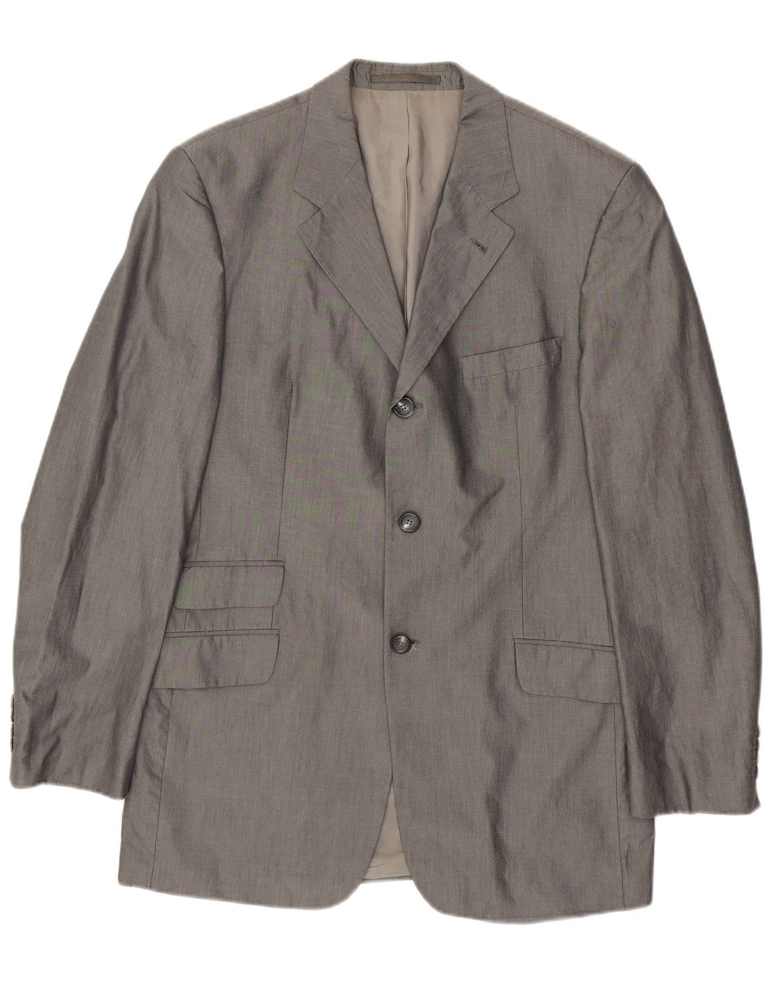 Hugo Boss Mens 3 Button Blazer Jacket UK 42 XL Grey Cotton