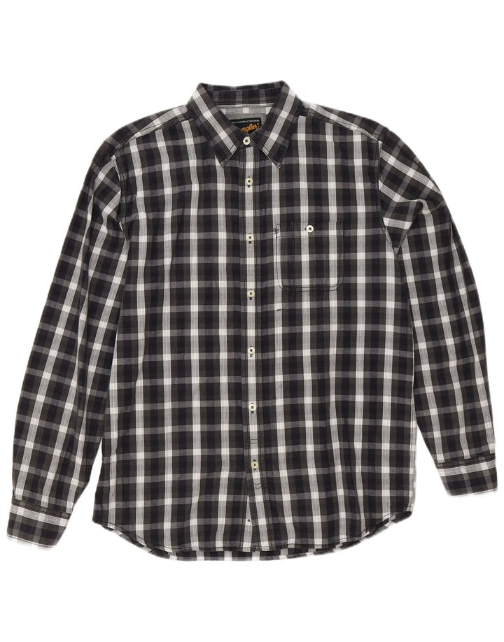 Wrangler Mens Shirt Medium Black Check Cotton