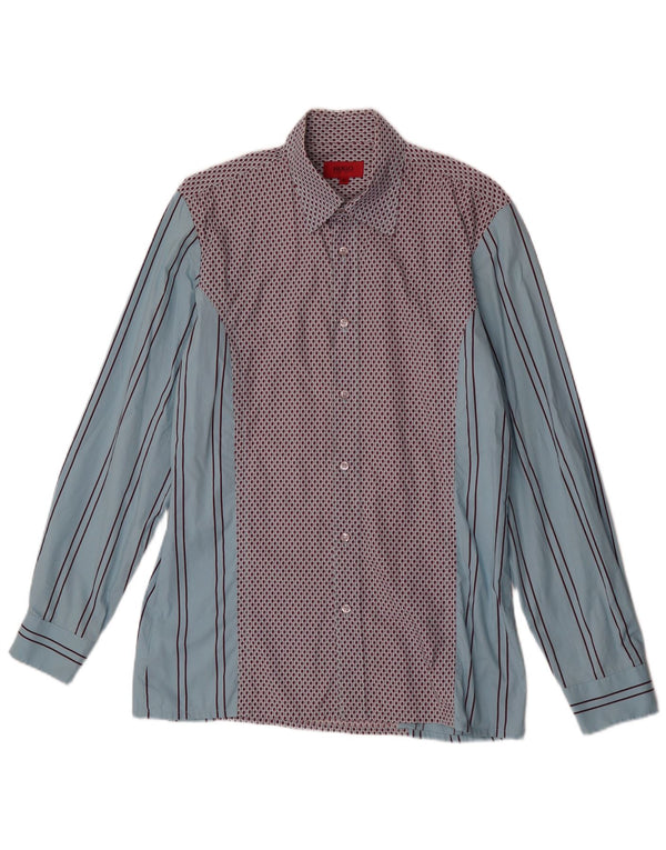 Camisa Hugo Boss Hombre Algodón Rayas Azul Medio