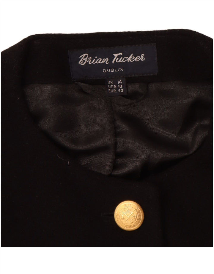 Brian Tucker Dame 5 Button Blazer Jacket UK 14 Large Black Wool