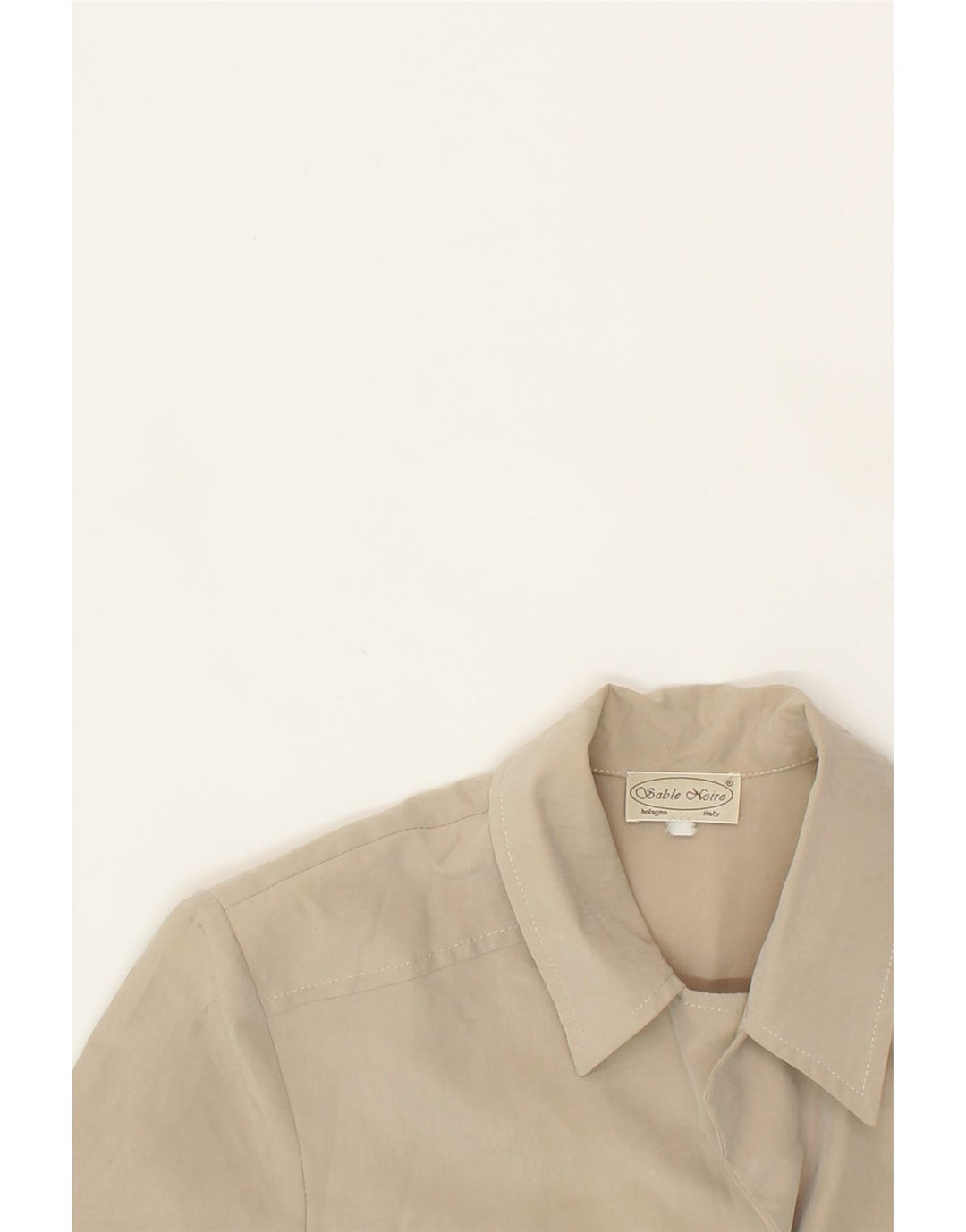 VINTAGE Womens 4 Button Short Sleeve Blazer Jacket UK 14 Medium Beige Vintage Vintage and Second-Hand Vintage from Messina Hembry 