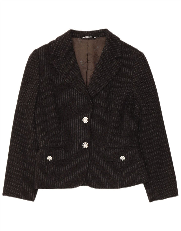 Liu Jo Damen 2-Knopf-Blazerjacke IT 44 Mittelschwarzes Nadelstreifen-Acetat