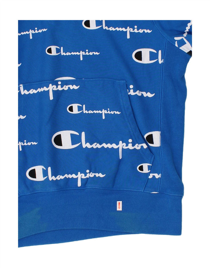 CHAMPION Mens Graphic Hoodie Jumper Small Blue Vintage Champion and Second-Hand Champion from Messina Hembry 