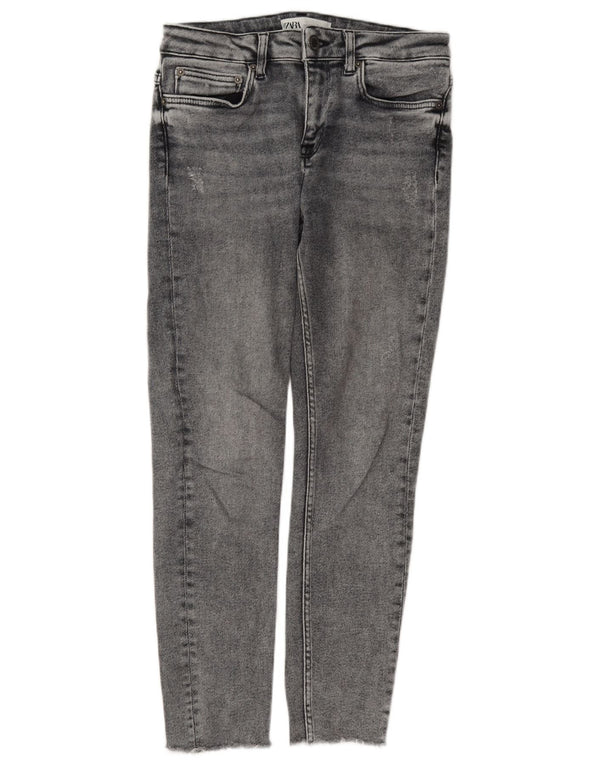 Zara Jeans Slim Feminino EU 36 XS W26 L26 Algodão Cinza