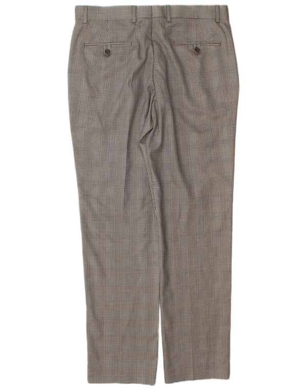 Zara Mens Straight Casual Trousers EU 44 Large W34 L33 Grey Houndstooth