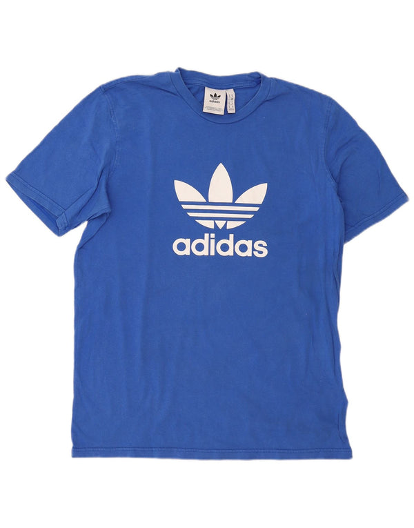 Adidas Grafisk T-shirt top mellemblå bomuld til mænd