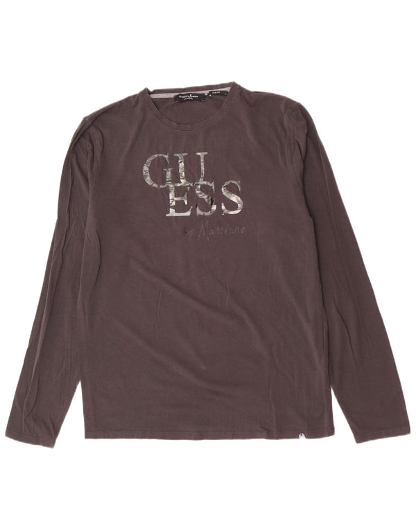 Guess By Marciano Haut graphique coupe ajustée à manches longues pour homme en coton gris Taille L