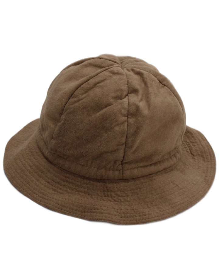 Vintage Womens Faux Suede Bucket Hat One Size Beige Polyester