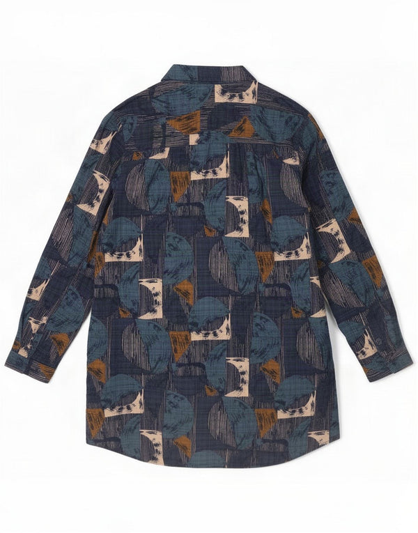 Camicia da donna Seasalt Cornwall UK 12 Medio Cotone geometrico blu navy
