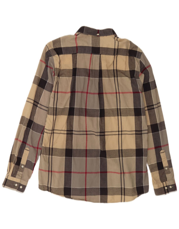 Barbour Mens Tailored Fit Shirt Large Beige Check Cotton