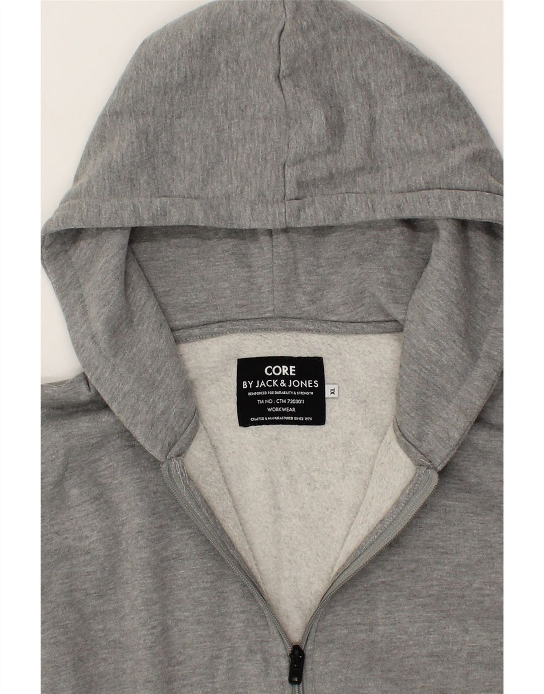 JACK & JONES Mens Zip Hoodie Sweater XL Grey Striped Polyester Vintage Jack & Jones and Second-Hand Jack & Jones from Messina Hembry 