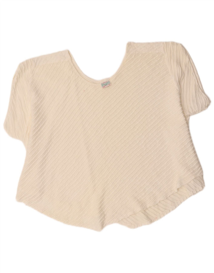 Benetton Womens Asymmetric Oversized Blouse Top UK 14 Medium White Cotton