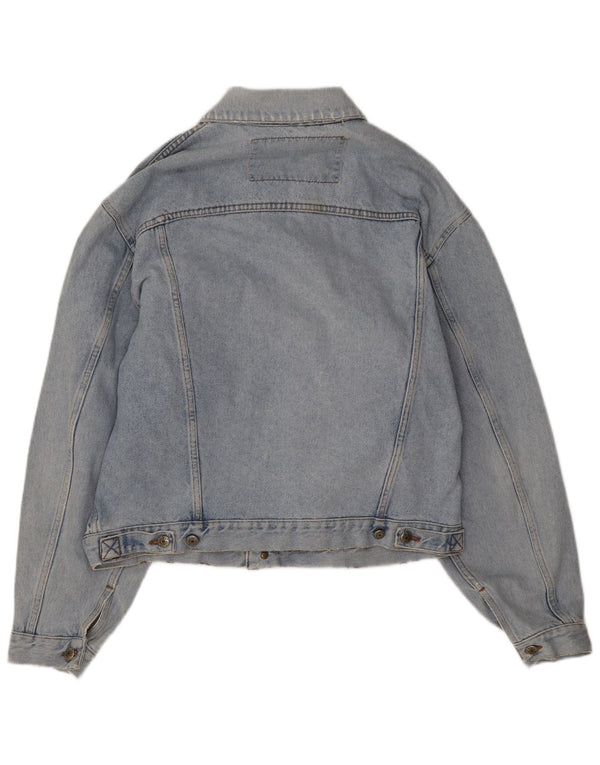 Vintage Mens Distressed Denim Jacket UK 40 Large Blue Cotton