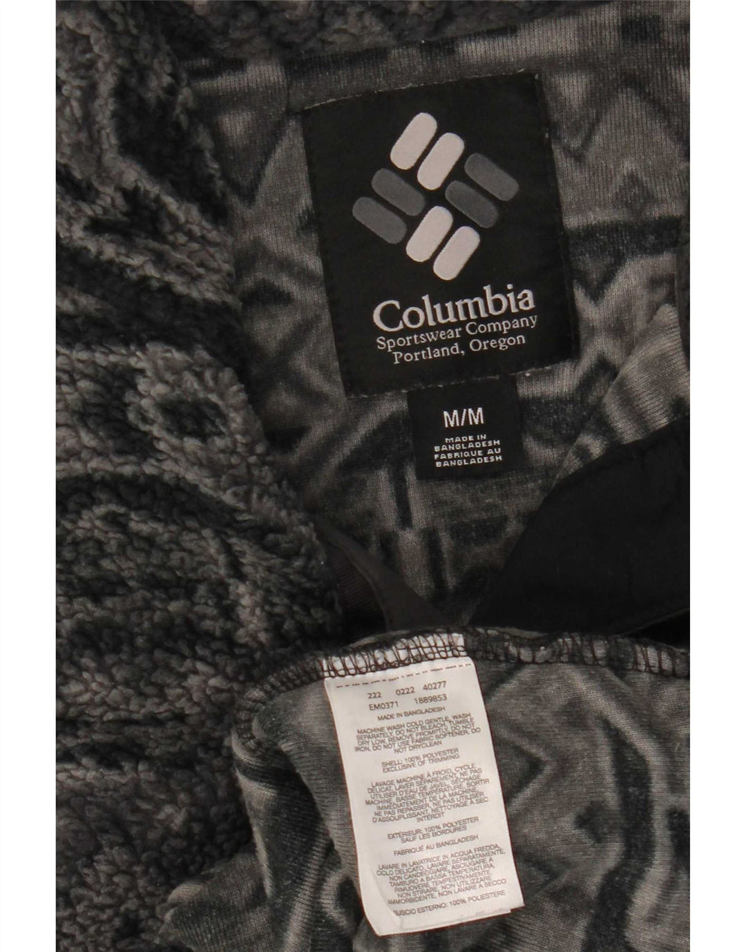 Columbia Herre Button Neck Fleece Jumper Medium Grey Geometrisk Polyester